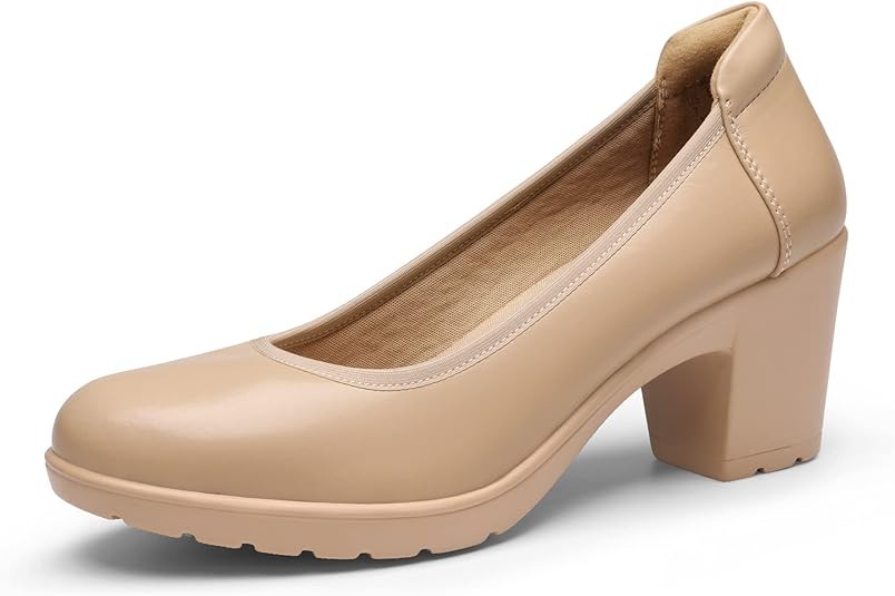 DREAM PAIRS Women's Chunky Closed Toe Low Block Heels Work Pumps Comfortable Round Toe Dress Wedding Shoes