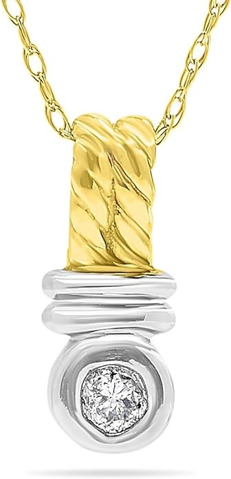 JewelryBliss 14k two-tone white gold and gold diamond pendant, April birthstone, with 45.72cm chain.