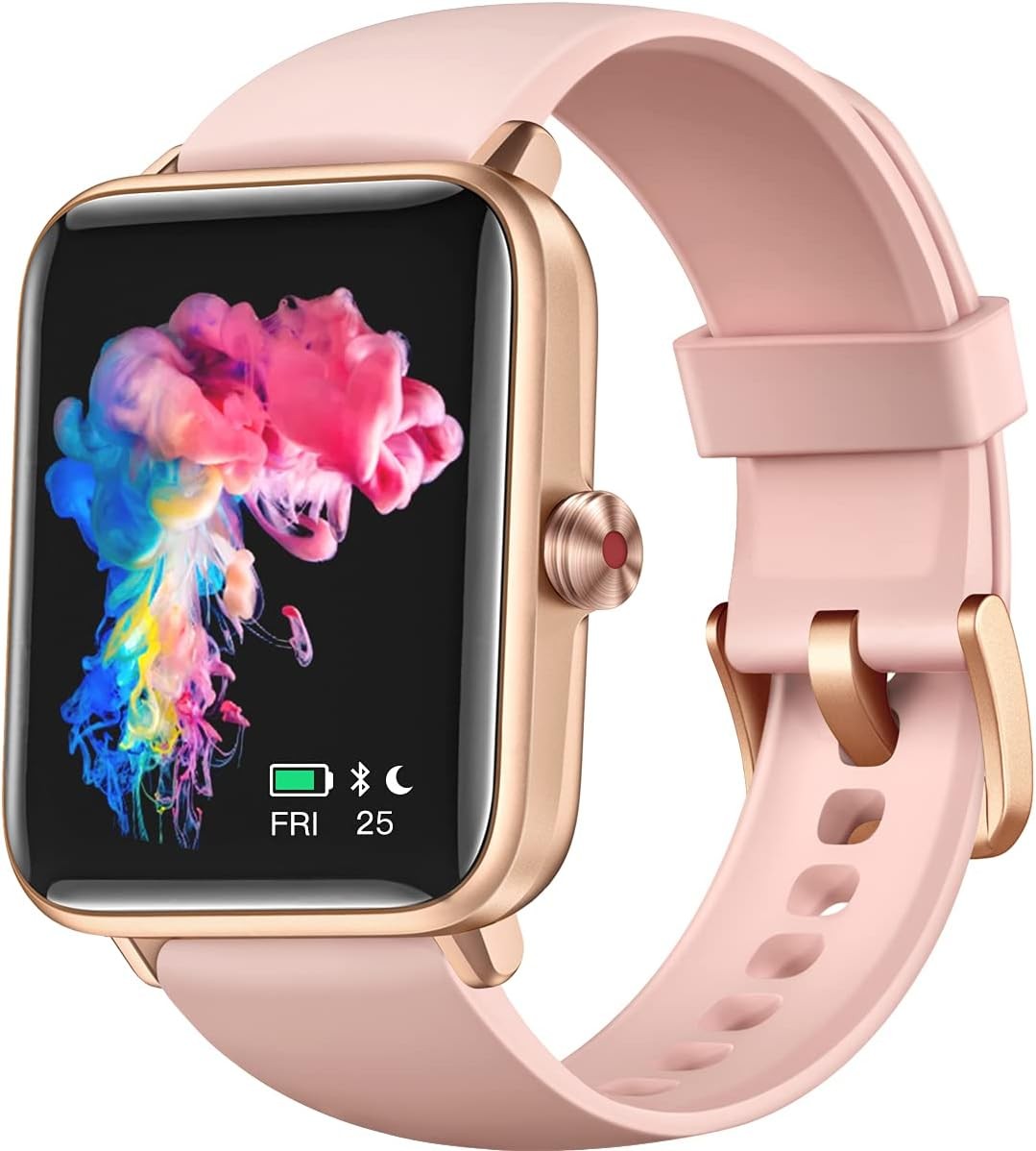 Dirrelo Smartwatch for Android phones iPhone compatible women Men's smartwatch,5ATM waterproof Android smartwatch Fitness tracker with heart rate monitor/sleep/blood oxygen/step monitor, pink