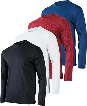 Real Essentials 4-piece: Men's quick-drying UV-resistant moisture Wiry UPF 50+ SPF Fishing Hiking Swimming long-sleeved shirt